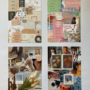 Art scrapbook collages on postcard paper